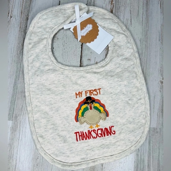Mud Pie My First Thanksgiving Baby Bib Multicolor Velcro Closure - Picture 2 of 8